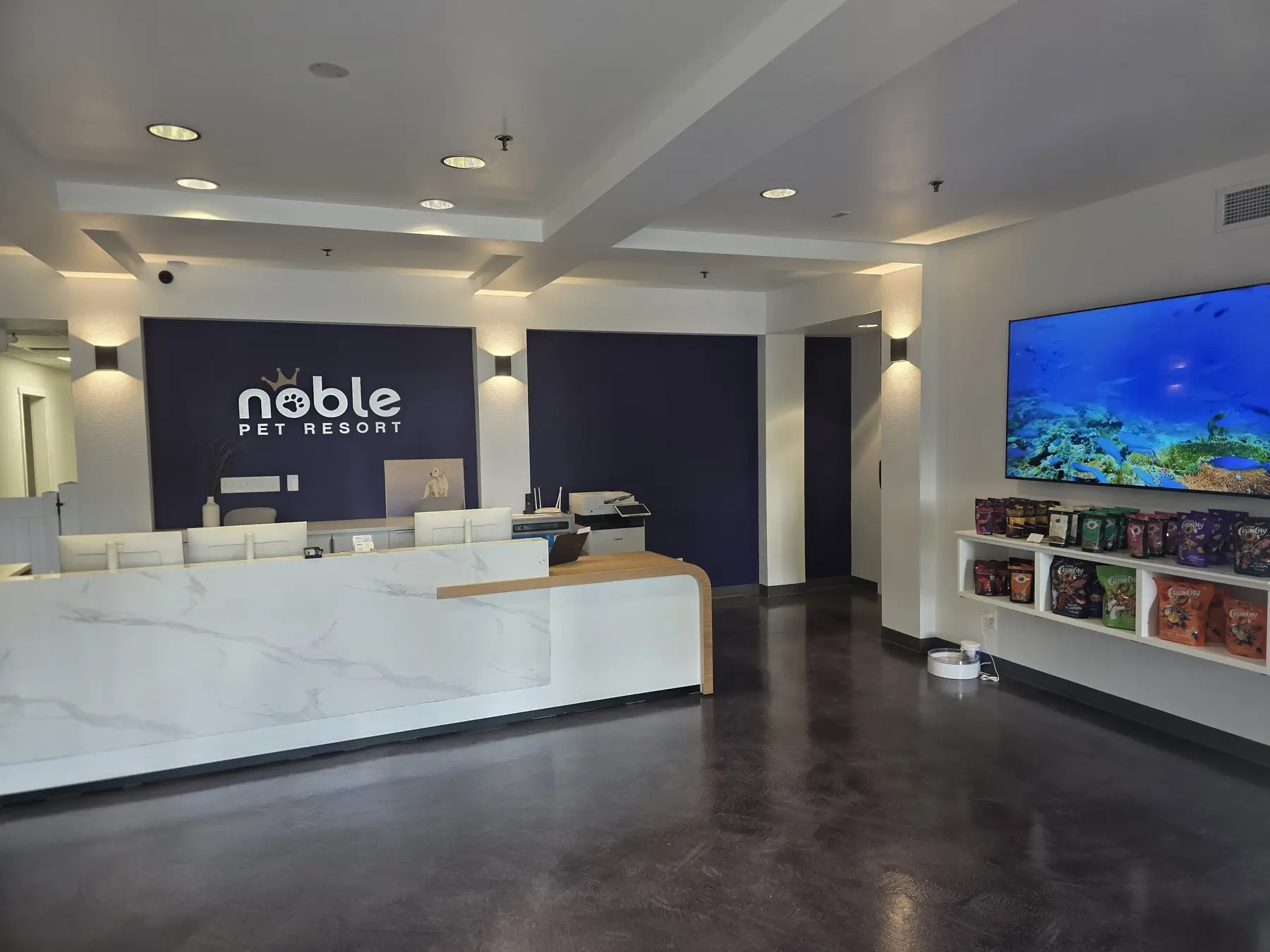 Completed commercial reception area by Kelly-Thomas Inc.